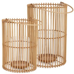 Conjunto Lanternas de Chão em Bambu com Porta Vela Mart 18561 - 1