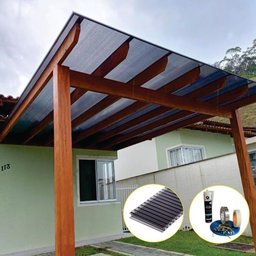 Kit Policarbonato Fume 4mm 2,00m X 3,00m - Perfis Naturais - 3