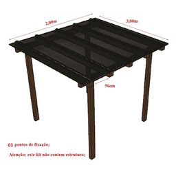 Kit Policarbonato Fume 4mm 2,00m X 3,00m - Perfis Naturais - 5