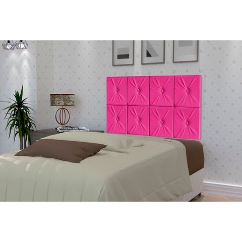 Painel Cama Box Suspenso Tokyo com Botão Solteiro 0,90 Cor Pink - JM Casa dos Móveis