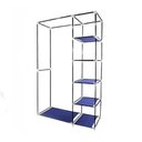 Ver imagem 4 de Guarda Roupa Compacto Cabideiro Duplo Arara Prateleiras Sapateira Organizador Camping Quarto Closet