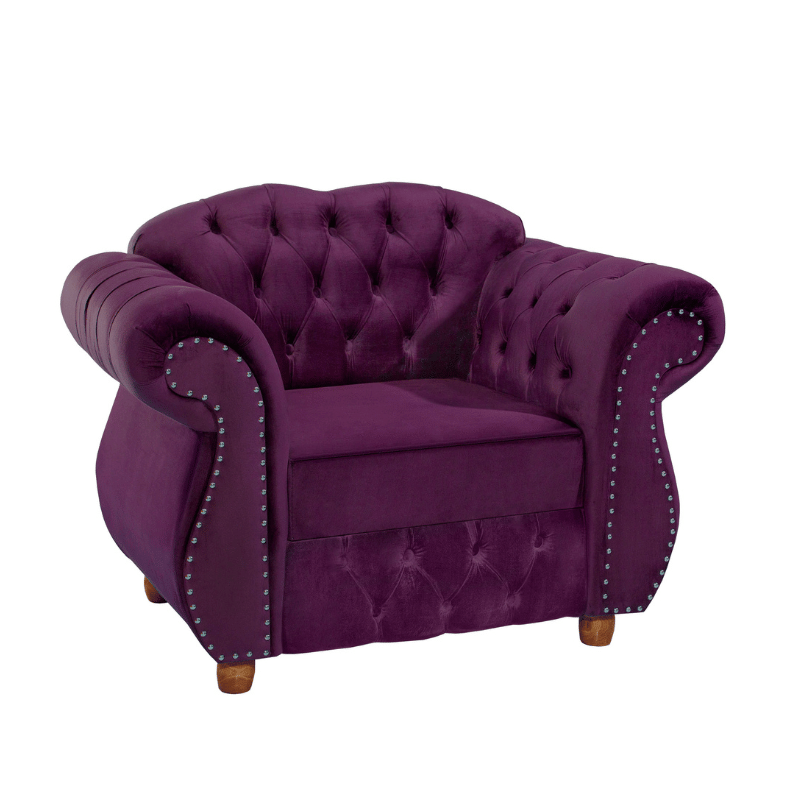 Poltrona Chesterfield Merlô Via Encanto Veludo Beringela