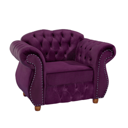 Poltrona Chesterfield Merlô Via Encanto Veludo Beringela - 1