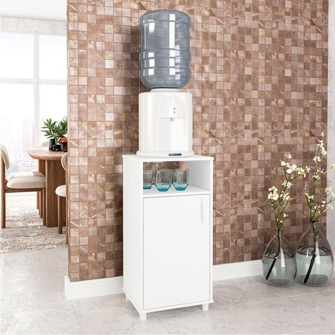 Balcão Multiuso para Bebedouro com Porta e Nicho Branco 42,5x85cm 210248