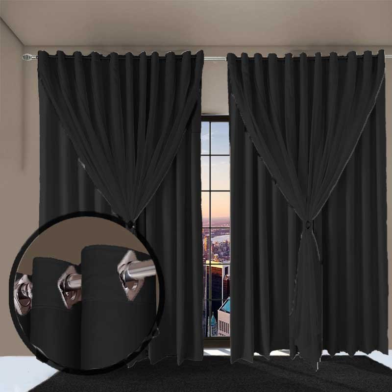 cortina quarto Janela 2,70 x 1,60 apartamento Ana preto - 6