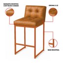 Ver imagem 3 de Banqueta Cozinha Alta com Encosto Industrial Kit 3 Bronze Lirina Pu C05 - D’Rossi