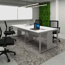 Ver imagem 1 de Plataforma de Trabalho 4 Lugares Cinza 2,40m Pés Metal F5 Cor:cinza
