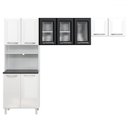 Ver imagem 1 de Cozinha Compacta em Aço Topázio 9 Portas com Vidro Branco Preto - Telasul