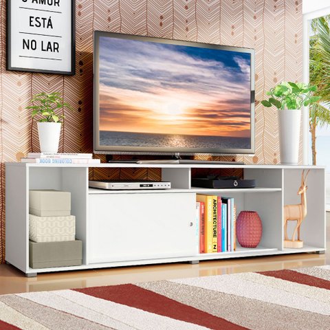 Rack para TV até 65 Polegadas Madesa Cancun Branco Cor:Branco