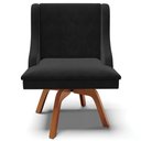 Ver imagem 7 de Poltrona Decorativa Base Giratória de Madeira Firenze Suede Preto/Natural - Gran Belo