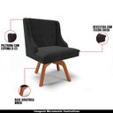 Ver imagem 4 de Poltrona Decorativa Base Giratória de Madeira Firenze Suede Preto/Natural - Gran Belo