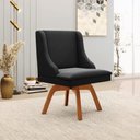 Ver imagem 2 de Poltrona Decorativa Base Giratória de Madeira Firenze Suede Preto/Natural - Gran Belo