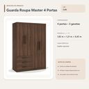 Ver imagem 5 de Guarda Roupa Casal Master 4 Portas 3 Gavetas Café Formimóveis