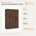 Ver imagem 4 de Guarda Roupa Casal Master 4 Portas 3 Gavetas Café Formimóveis