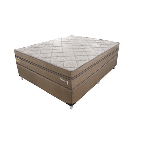 Cama Box Casal 138x188x58cm Colchão Molas Ensacadas Toronto Montreal Bege/Dourado