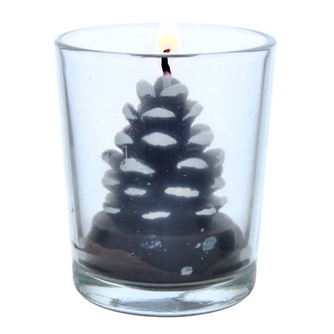Castiçal Natalino em Vidro com Vela 7x5cm:2