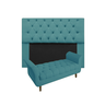 Cabeceira Estofada Mirage e Recamier Grécia Queen 160 Cm Suede Azul Turquesa - Incasa Decor - 1