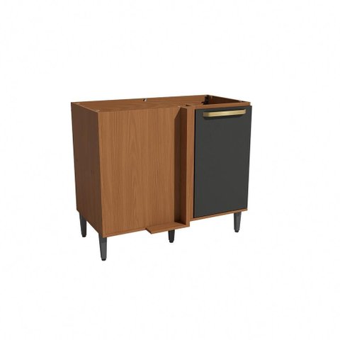 Balcão de Canto 1 Porta 98cm Elara Kappesberg Canela/preto
