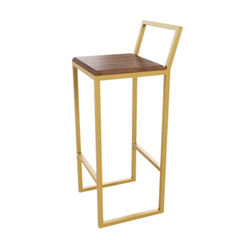 Banqueta Alta Balcão Bistrô Dourada Confort Industrial Premium Imbuia Don Castro Decor Industrial Co