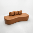 Ver imagem 7 de Sofá Tóquio Puff Orgânico Corino 200cm com 3 Almofadas Design Curvo Luxo para Sala e Recepção:Carame