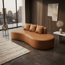 Ver imagem 6 de Sofá Tóquio Puff Orgânico Corino 200cm com 3 Almofadas Design Curvo Luxo para Sala e Recepção:Carame