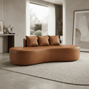 Ver imagem 1 de Sofá Tóquio Puff Orgânico Corino 200cm com 3 Almofadas Design Curvo Luxo para Sala e Recepção:Carame