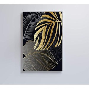 Quadro Folhas Douradas 3 40x60 Cm Vidro Impresso