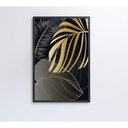 Ver imagem 2 de Quadro Folhas Douradas 3 40x60 Cm Vidro Impresso