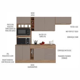 Cozinha Compacta 7 Portas 2 Gavetas com Balcão Tampo Ferrara da Poliman Móveis - 6 Cozinha Compacta 7 Portas 2 Gavetas com Balcão Tampo Ferrara da Poliman Móveis - 6