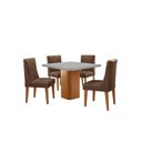 Ver imagem 2 de Mesa de Jantar Eloise Canto Copo 4 Cadeiras Isadora Moderna Veludo Marrom/off White/naturale