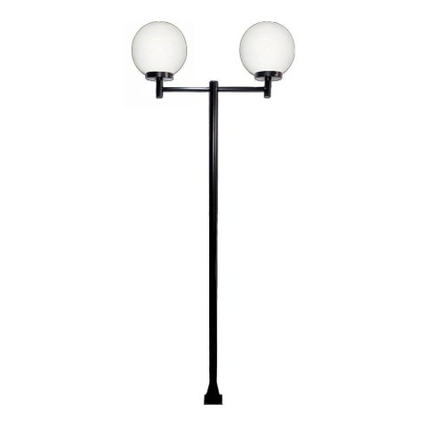 Poste Luminária Dupla Globo G Braço Reto Jardim Preto 200cm
