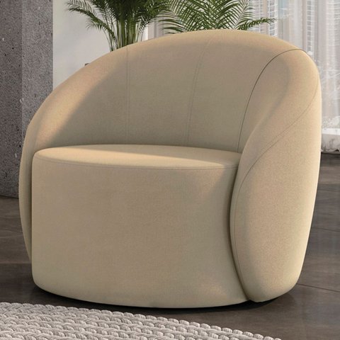 Poltrona Sala Decorativa Redonda 91cm Steve Suede Marrom Rt I01 - Mpozenato