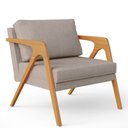 Ver imagem 1 de Poltrona Decorativa para Pietra com Estrutura de Madeira L02 Linho Bege - Lyam Decor