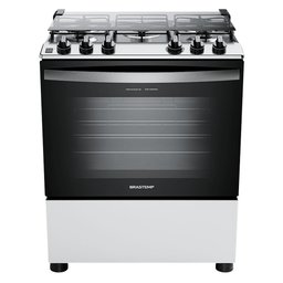 Fogão Brastemp 5 Bocas com Mesa de Inox Automático Bivolt Branco - 1