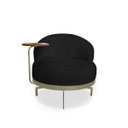 Ver imagem 3 de Poltrona Cadeira Giratória Naomi com Mesa Lateral Boucle Preto Bz Home Decor