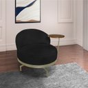 Ver imagem 1 de Poltrona Cadeira Giratória Naomi com Mesa Lateral Boucle Preto Bz Home Decor