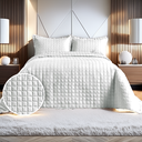 Ver imagem 1 de Cobre Leito Colcha + Porta Travesseiro 400 Fios Dupla Face Decoração Cama King