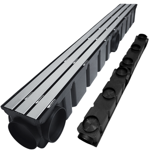 Ralo Drenagem de Água da Chuva 10x100 Inox 304 Trilho Coletor Preto