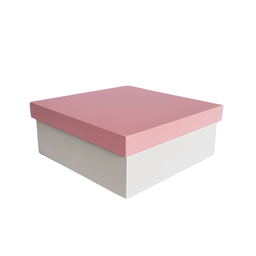 Caixa 100% MDF (17x17x07) Rosa/Branco - 1