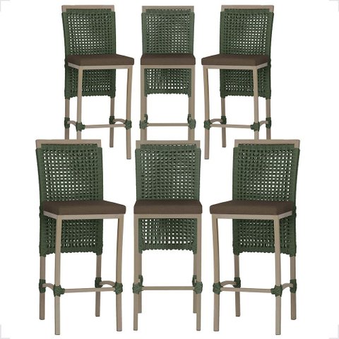 6 Banqueta em Alumínio Roma Fendi Corda Náutica Tecido 9