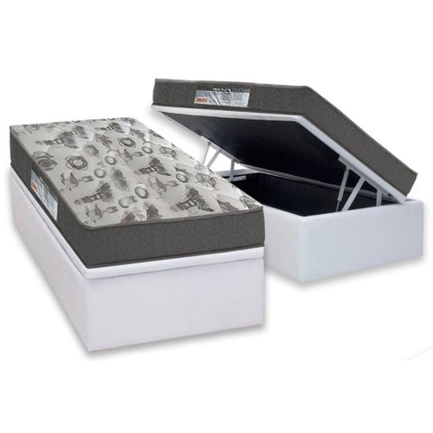 Cama Box Baú Solteiro: Colchão Espuma D33 Ortobom / EP ISO 100 Ultra Firme + Base CRC Courano