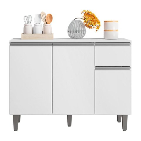 Balcão de Cozinha Vanessa 105cm Branco com Tampo Mdp - Ajl Móveis