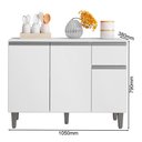 Ver imagem 4 de Balcão de Cozinha Vanessa 105cm Branco com Tampo Mdp - Ajl Móveis
