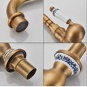 Ver imagem 3 de Torneira Baixa Pia Mesa Bronze Antigo Porcelana Vintage Luxo