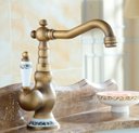 Ver imagem 2 de Torneira Baixa Pia Mesa Bronze Antigo Porcelana Vintage Luxo