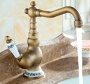 Ver imagem 1 de Torneira Baixa Pia Mesa Bronze Antigo Porcelana Vintage Luxo