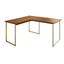 Ver imagem 2 de Escrivaninha em L para Home Office com Pé de Ferro Max 150x150 cm - Freijó/Dourado