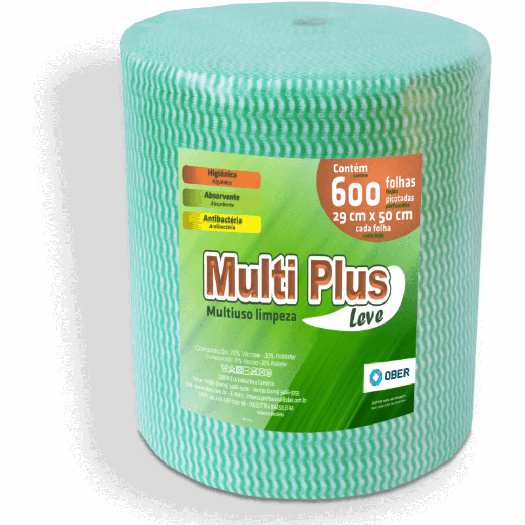 Pano Multiuso Wave Multiplus - 29cm X 300m - 600 Folhas - 35g/m² - Verde