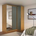 Ver imagem 1 de Guarda Roupa de Canto Porta de Correr com Espelho 3 Portas Mdf Altezza Trend Belmax:freijó/titânio