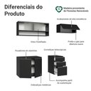 Ver imagem 4 de Armário de Cozinha Compacta 200 cm Suspenso Preto Nice Madesa 11 Xa